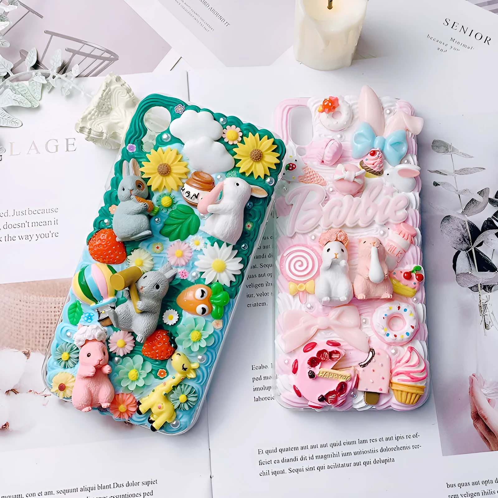 Green silicone iPhone case with 3D cartoon rabbit design showing textured surface and port cutouts