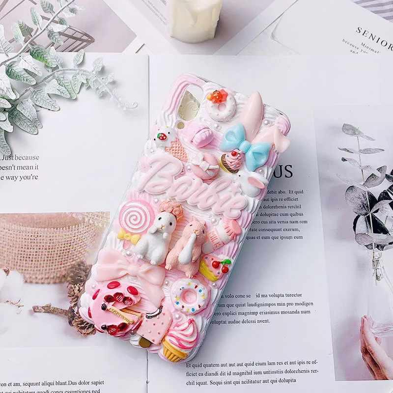 Green silicone iPhone case with 3D cartoon rabbit design showing textured surface and port cutouts