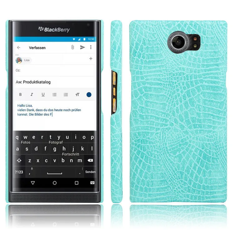 Black leather phone case for BlackBerry Key2 with PC and leather back cover and oil edge finish