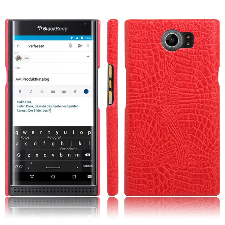 Black leather phone case for BlackBerry Key2 with PC and leather back cover and oil edge finish