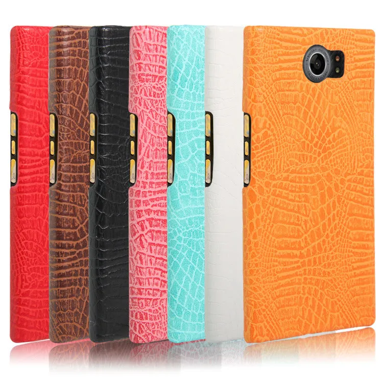 Black leather phone case for BlackBerry Key2 with PC and leather back cover and oil edge finish