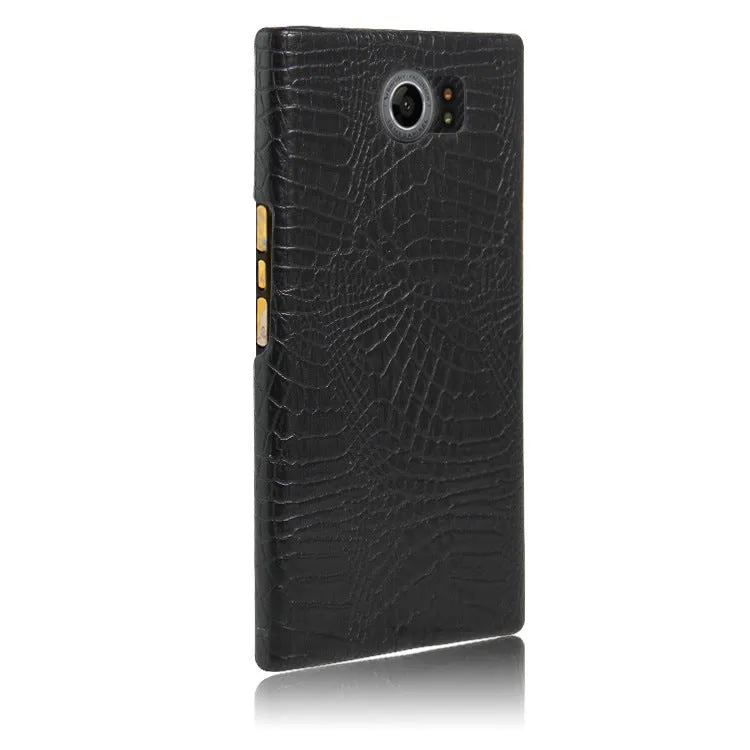 Black leather phone case for BlackBerry Key2 with PC and leather back cover and oil edge finish