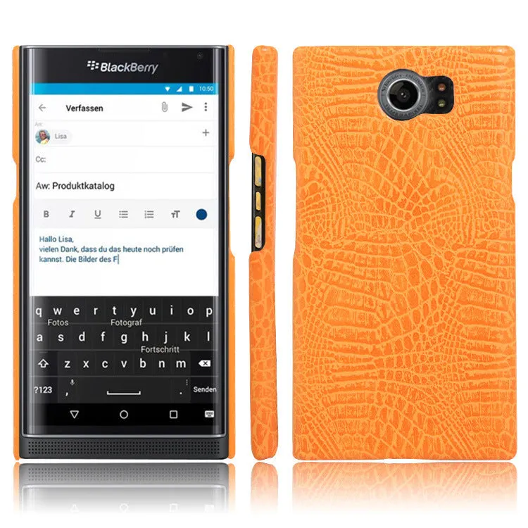 Black leather phone case for BlackBerry Key2 with PC and leather back cover and oil edge finish