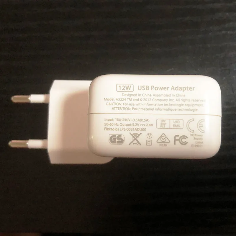 iPad wall charger with USB port available in US and European plug styles