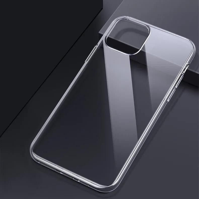 Thickened transparent TPU iPhone case with four-corner airbag protection shown on iPhone