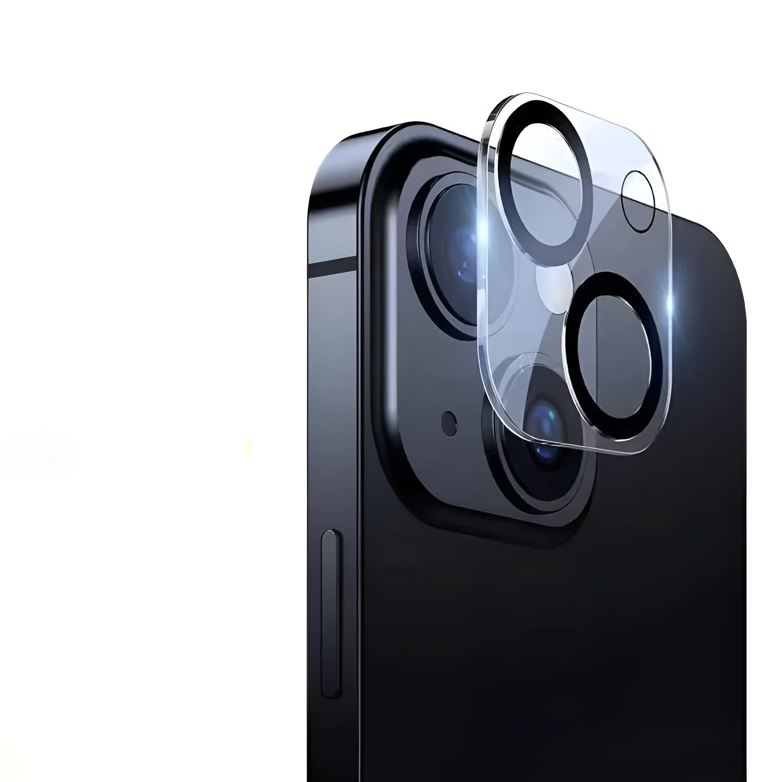 Screen printing 3D radian tempered glass lens protection film for iPhone with black luminous ring on camera