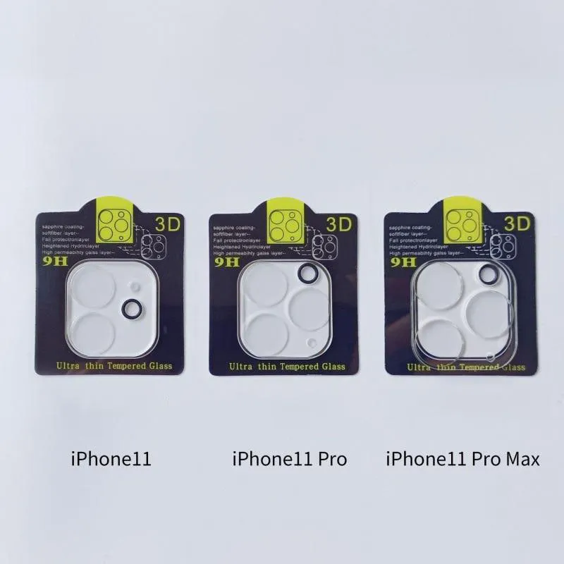 Screen printing 3D radian tempered glass lens protection film for iPhone with black luminous ring on camera
