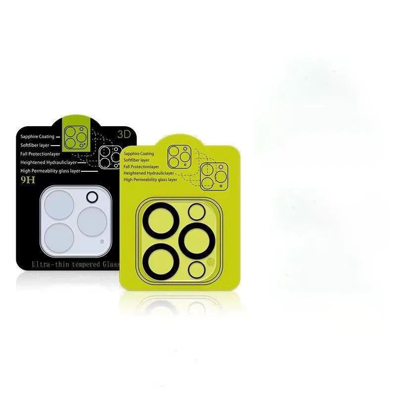 Screen printing 3D radian tempered glass lens protection film for iPhone with black luminous ring on camera