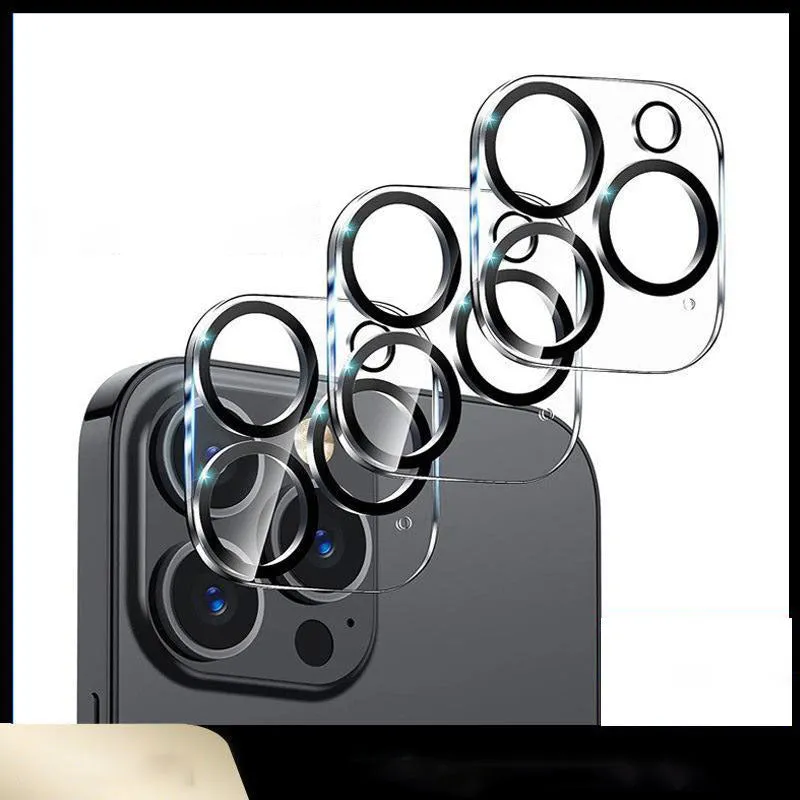 Screen printing 3D radian tempered glass lens protection film for iPhone with black luminous ring on camera