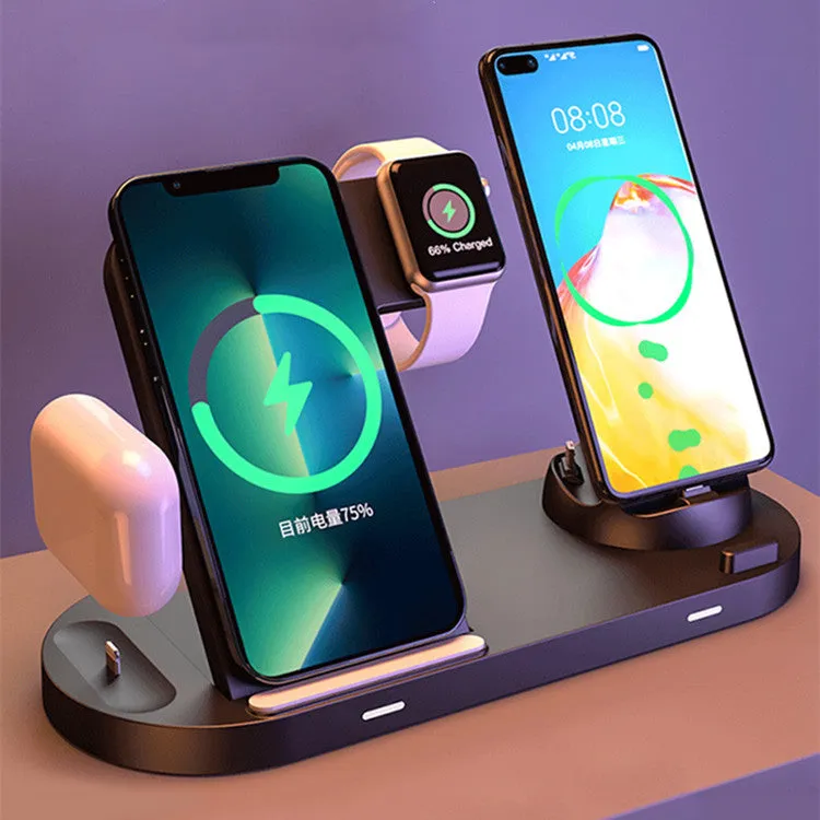 Multifunctional wireless charger base plate in black, foldable design with fast charging capability