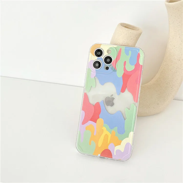 TPU phone case with abstract geometric pattern and transparent colour contrast for Apple iPhone