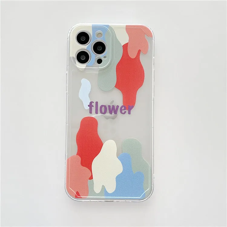 TPU phone case with abstract geometric pattern and transparent colour contrast for Apple iPhone