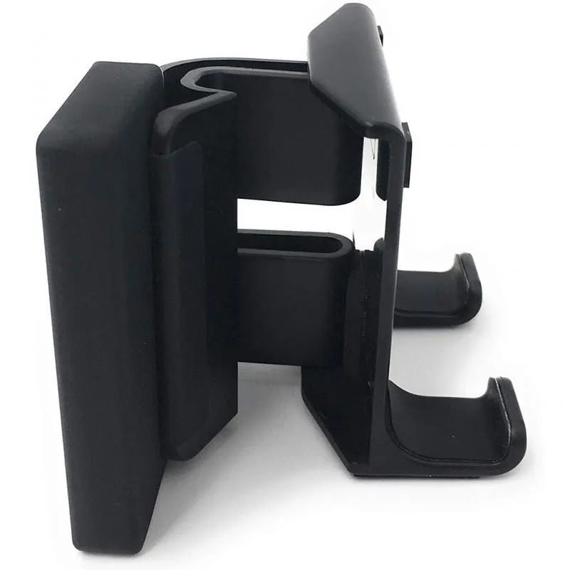 Black ABS computer mobile phone bracket attached to side of monitor with phone inserted
