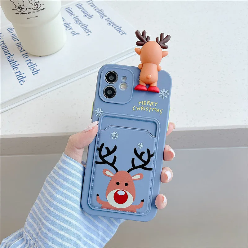 Soft silicone iPhone case with card storage compartment in multiple colour options