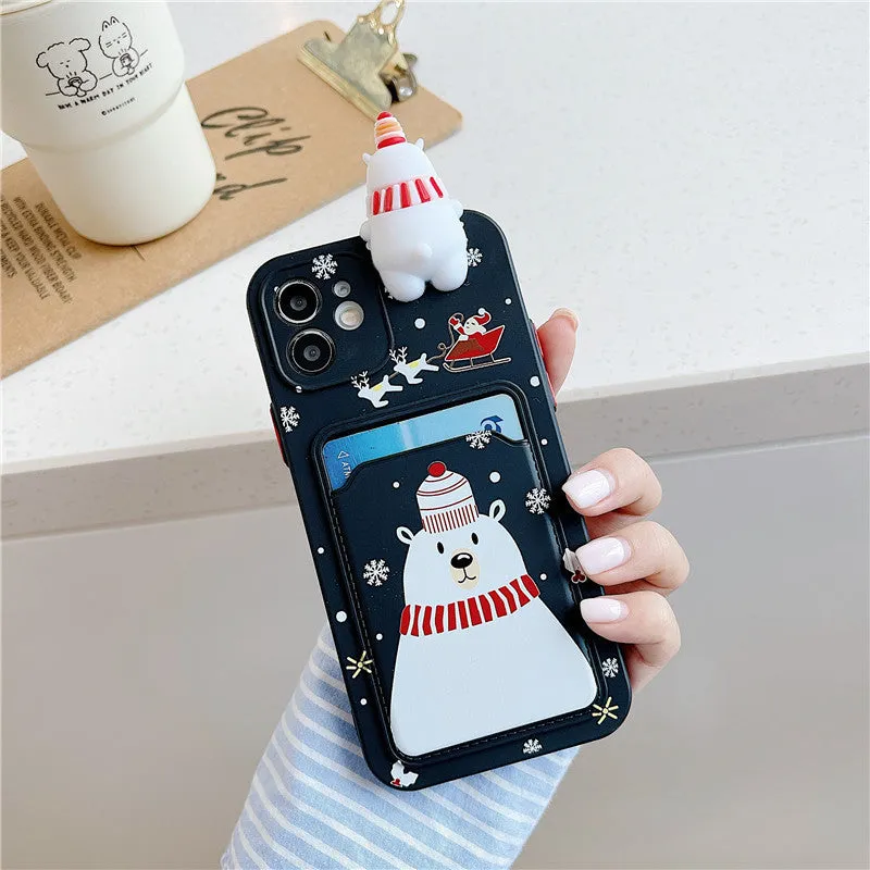 Soft silicone iPhone case with card storage compartment in multiple colour options
