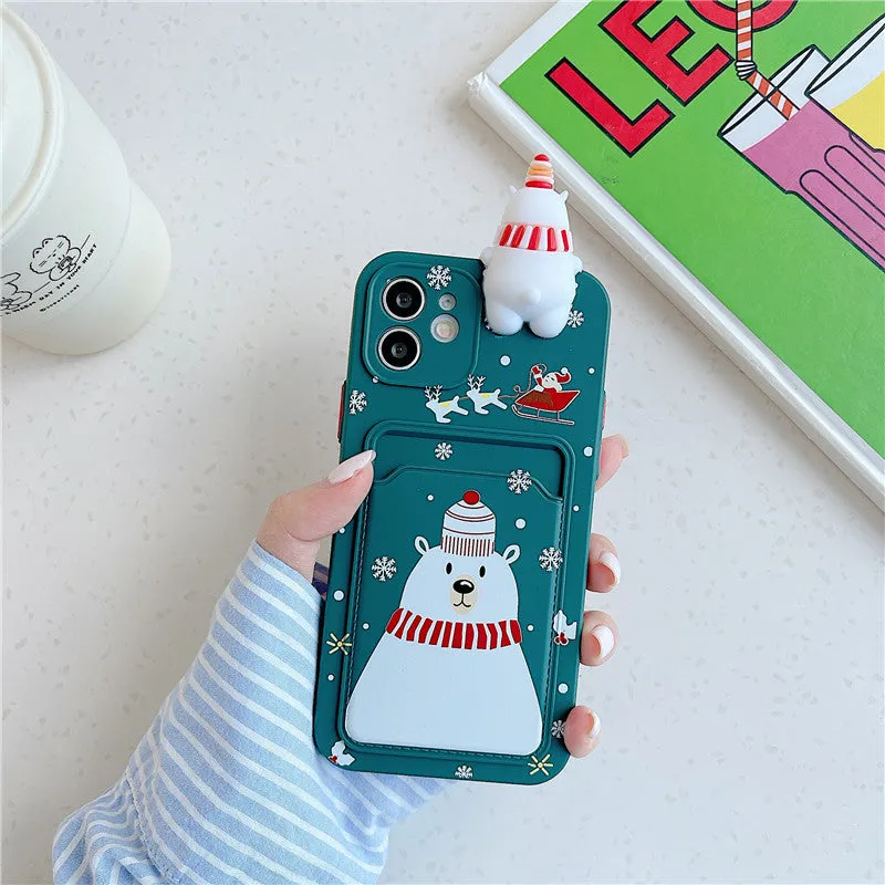 Soft silicone iPhone case with card storage compartment in multiple colour options