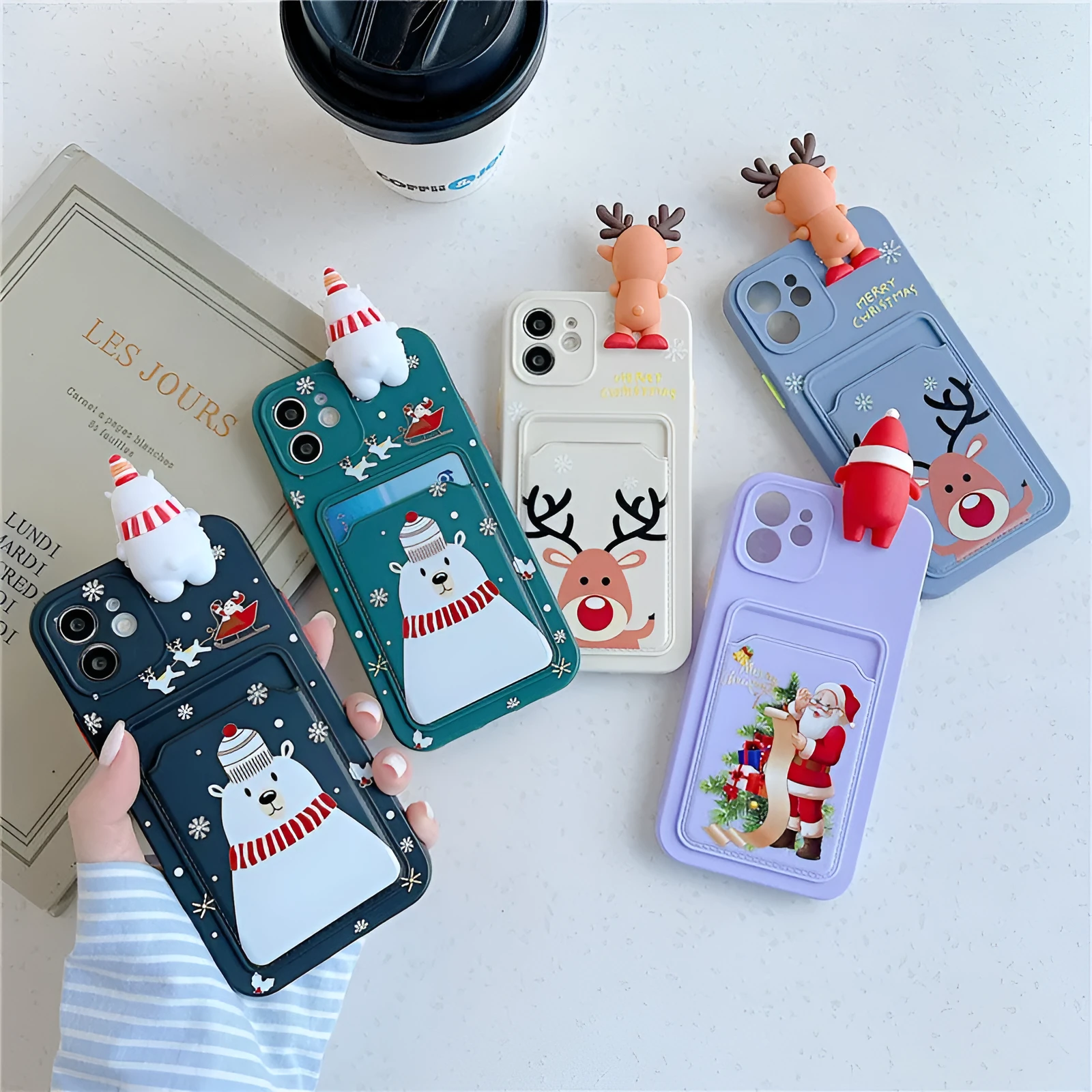 Soft silicone iPhone case with card storage compartment in multiple colour options