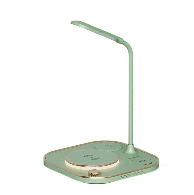 Black three-in-one wireless magnetic charging station with desk lamp and Type-C cable