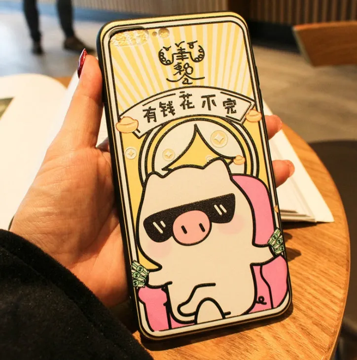 Hard shell phone case with embossed New Year text for iPhone 6 6s XsMax, full border coverage