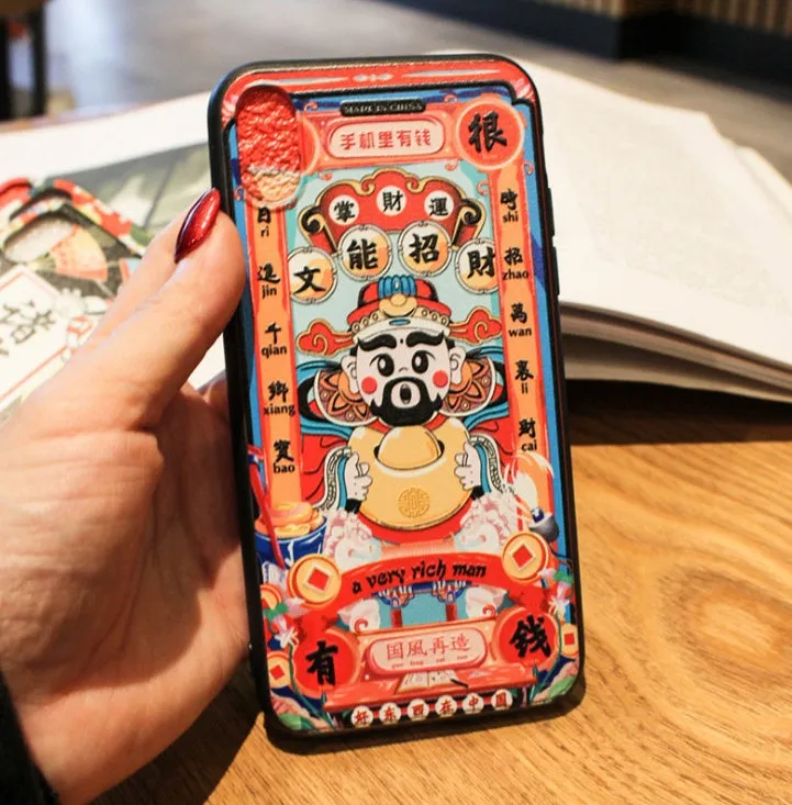 Hard shell phone case with embossed New Year text for iPhone 6 6s XsMax, full border coverage