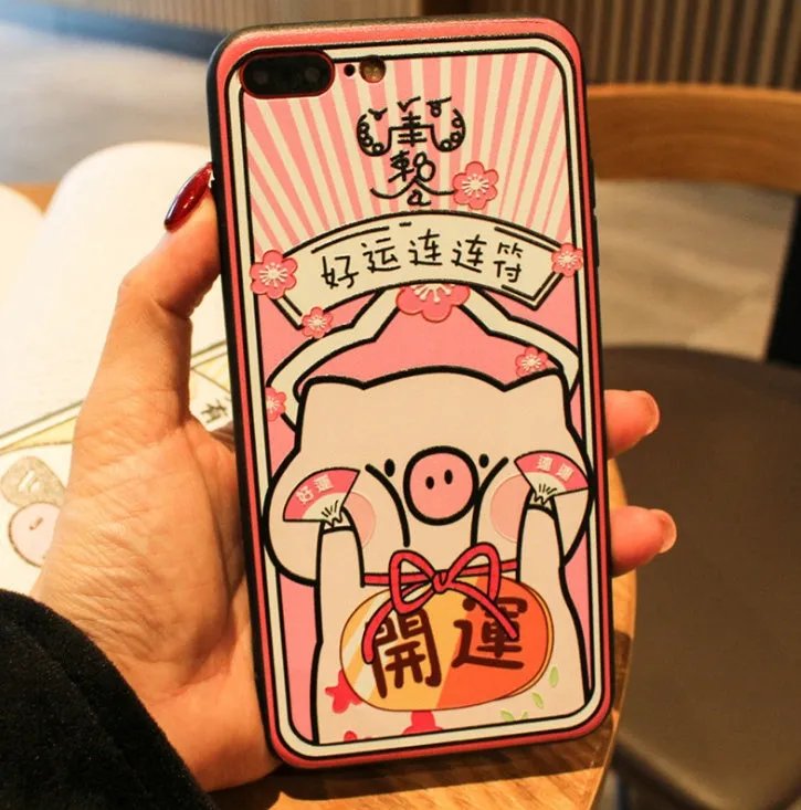 Hard shell phone case with embossed New Year text for iPhone 6 6s XsMax, full border coverage