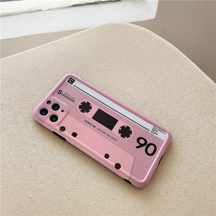 Pink tape silicone back cover phone case for iPhone showing flexible protection