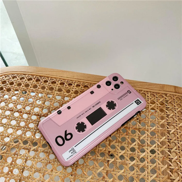 Pink tape silicone back cover phone case for iPhone showing flexible protection