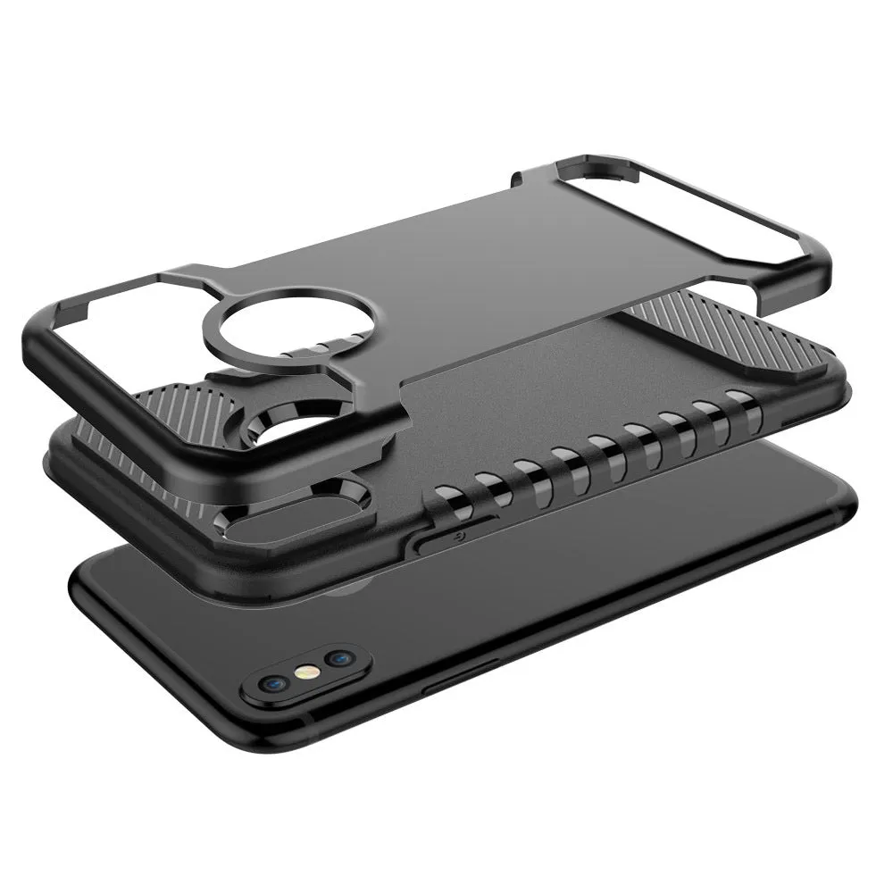 Compatible Apple iPhone dual layer anti drop mobile phone shell in Black colour on white background