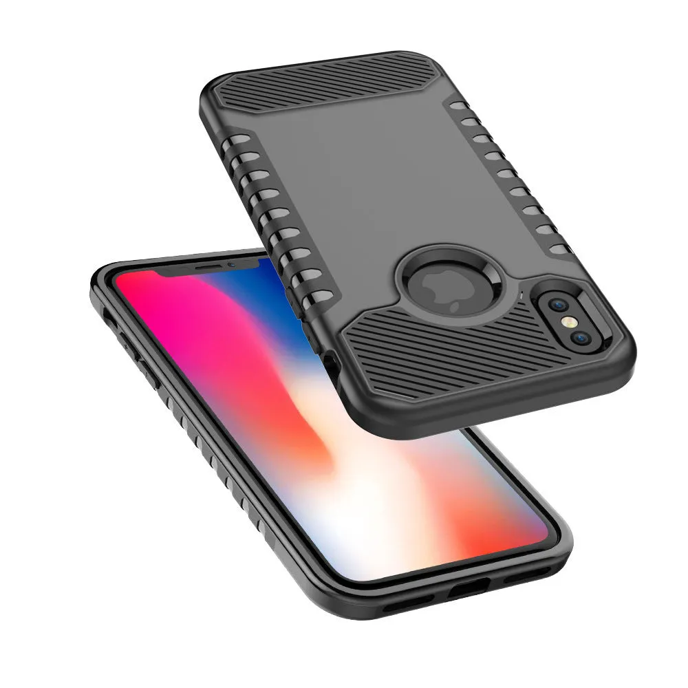 Compatible Apple iPhone dual layer anti drop mobile phone shell in Black colour on white background