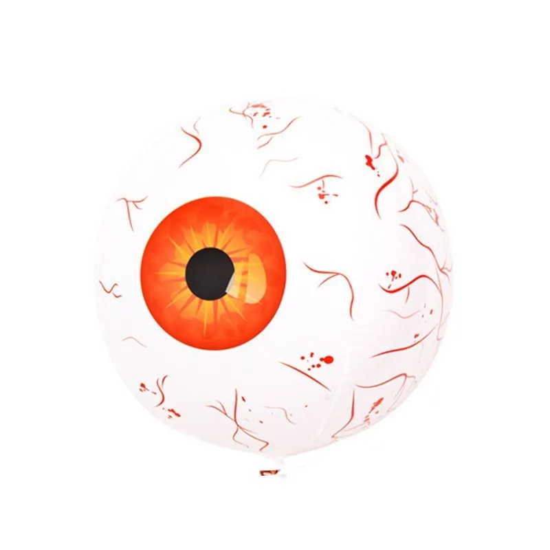 Halloween eyeball balloon with bloodshot design inflated to 40cm diameter