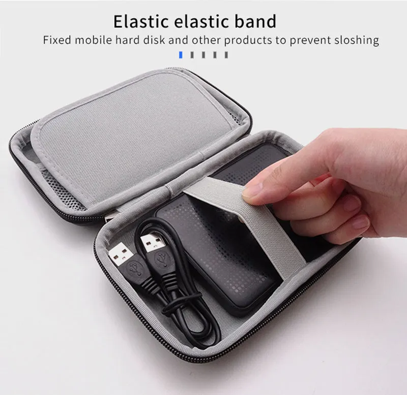 EVA 2.5-inch hard drive carrying case in black with zipper and mesh pocket