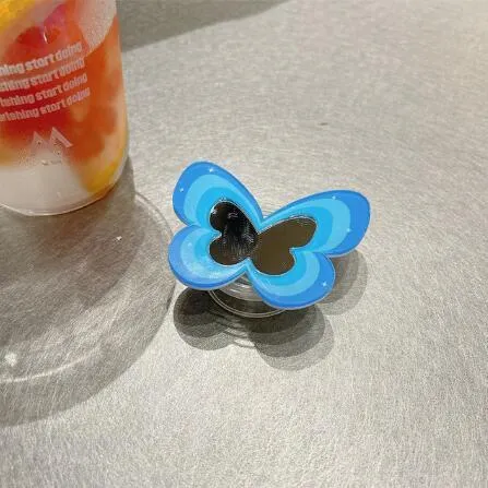 Blue TPU silicone phone case with butterfly stand for iPhone