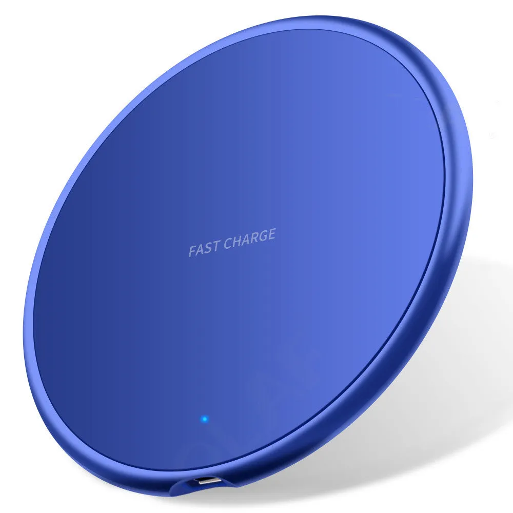 10W round wireless charger KD-20 second generation in black on a white background with QI symbol visible