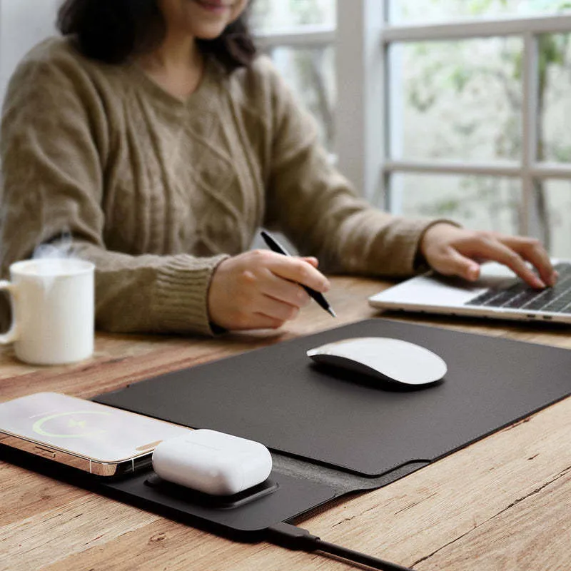S97 wireless charger laptop bag in black, 50x28cm, with 15W fast charge panel for 16 inch laptop