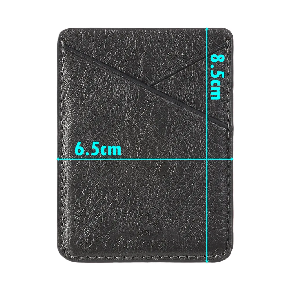PU leather mobile phone sticker back cover card holder in Black and Pink colour options on a phone