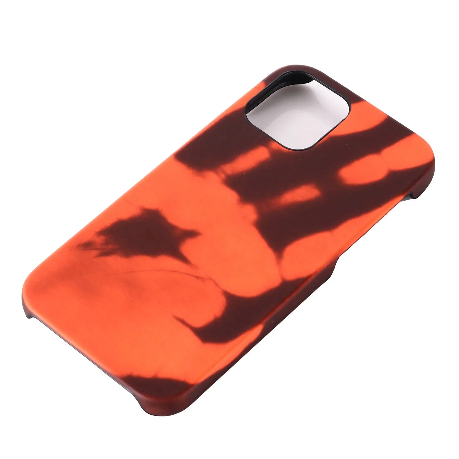 Thermal sensor colour phone cover for iPhone, black to blue colourway, skin PU material, protective case