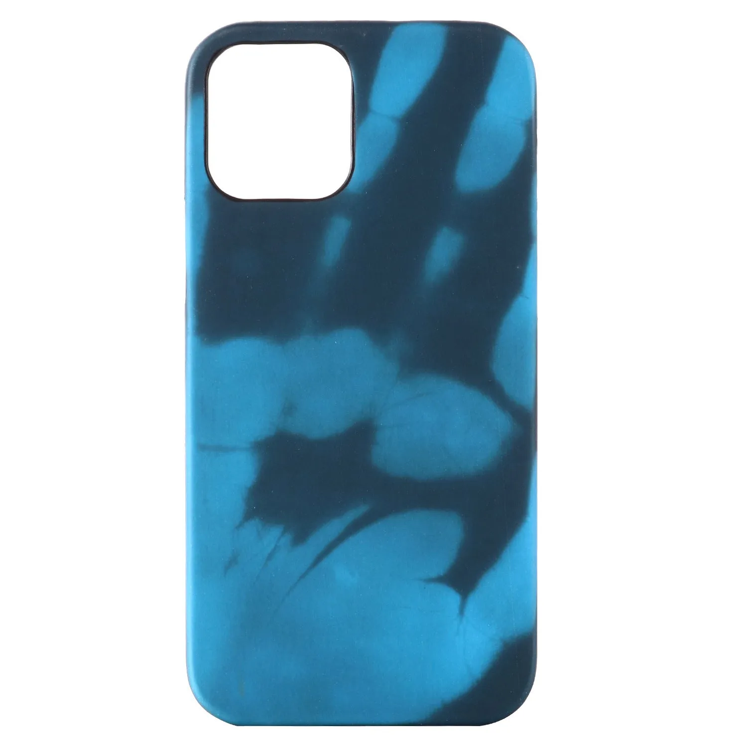 Thermal sensor colour phone cover for iPhone, black to blue colourway, skin PU material, protective case