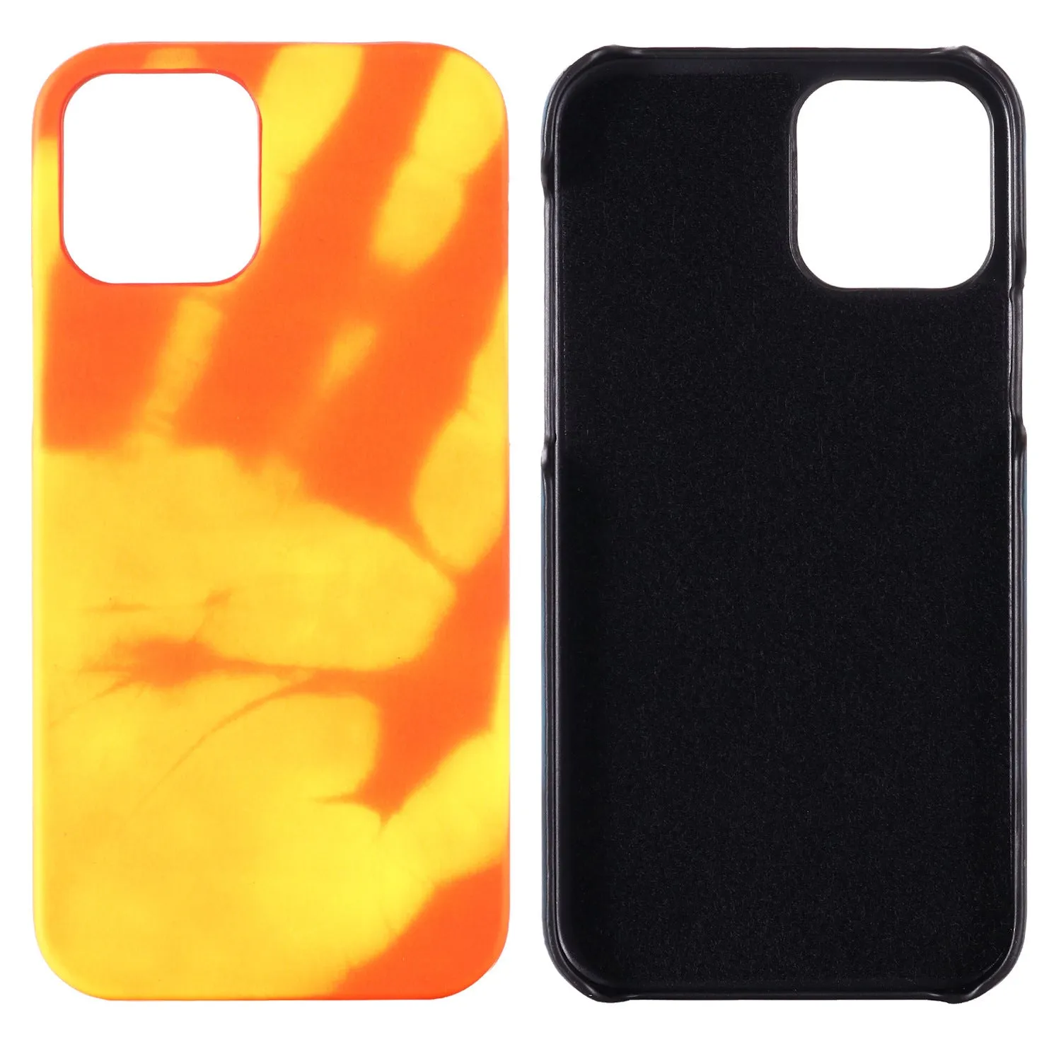 Thermal sensor colour phone cover for iPhone, black to blue colourway, skin PU material, protective case