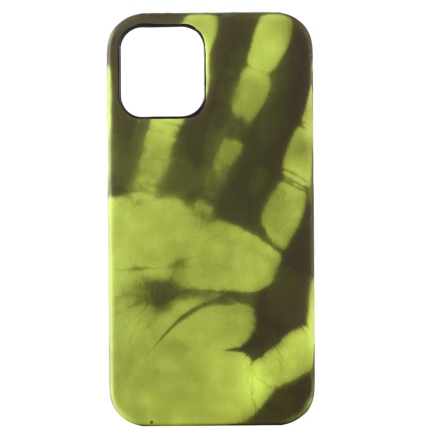Thermal sensor colour phone cover for iPhone, black to blue colourway, skin PU material, protective case