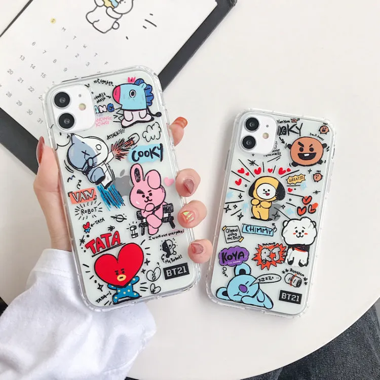 Cartoon dozing blue bear TPU mobile phone case for iPhone with air cushion material back cover