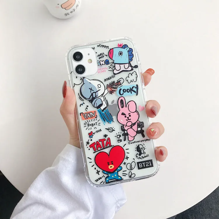 Cartoon dozing blue bear TPU mobile phone case for iPhone with air cushion material back cover