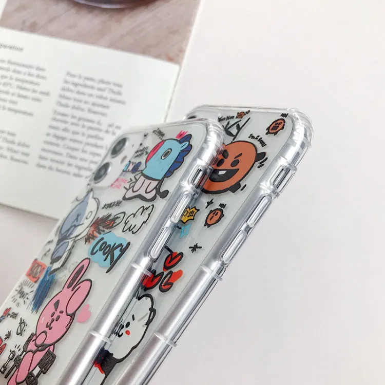 Cartoon dozing blue bear TPU mobile phone case for iPhone with air cushion material back cover