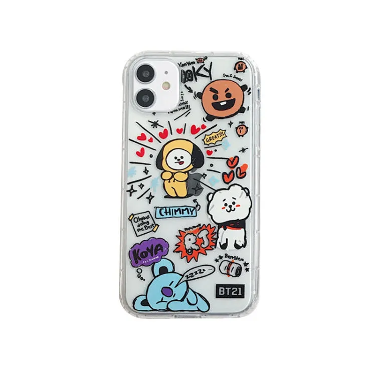 Cartoon dozing blue bear TPU mobile phone case for iPhone with air cushion material back cover