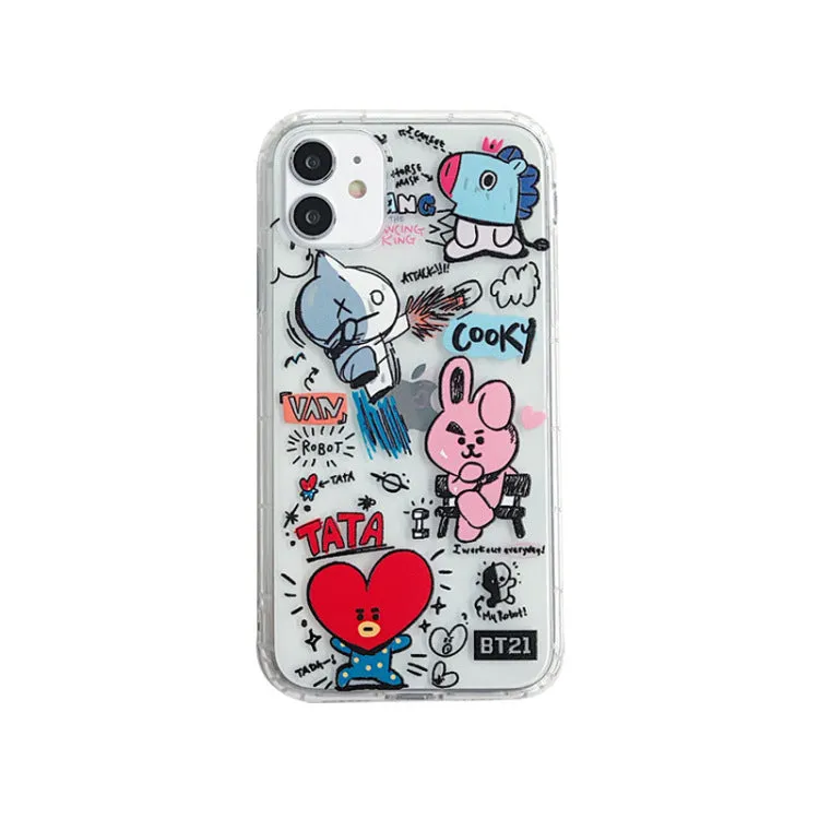 Cartoon dozing blue bear TPU mobile phone case for iPhone with air cushion material back cover