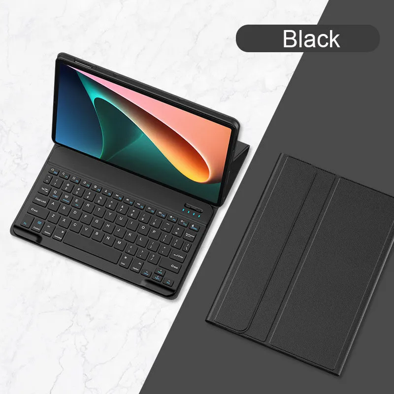 Bluetooth keyboard holster case for Xiaomi Mi Pad 5 in Mist Blue with keyboard and stylus slot.