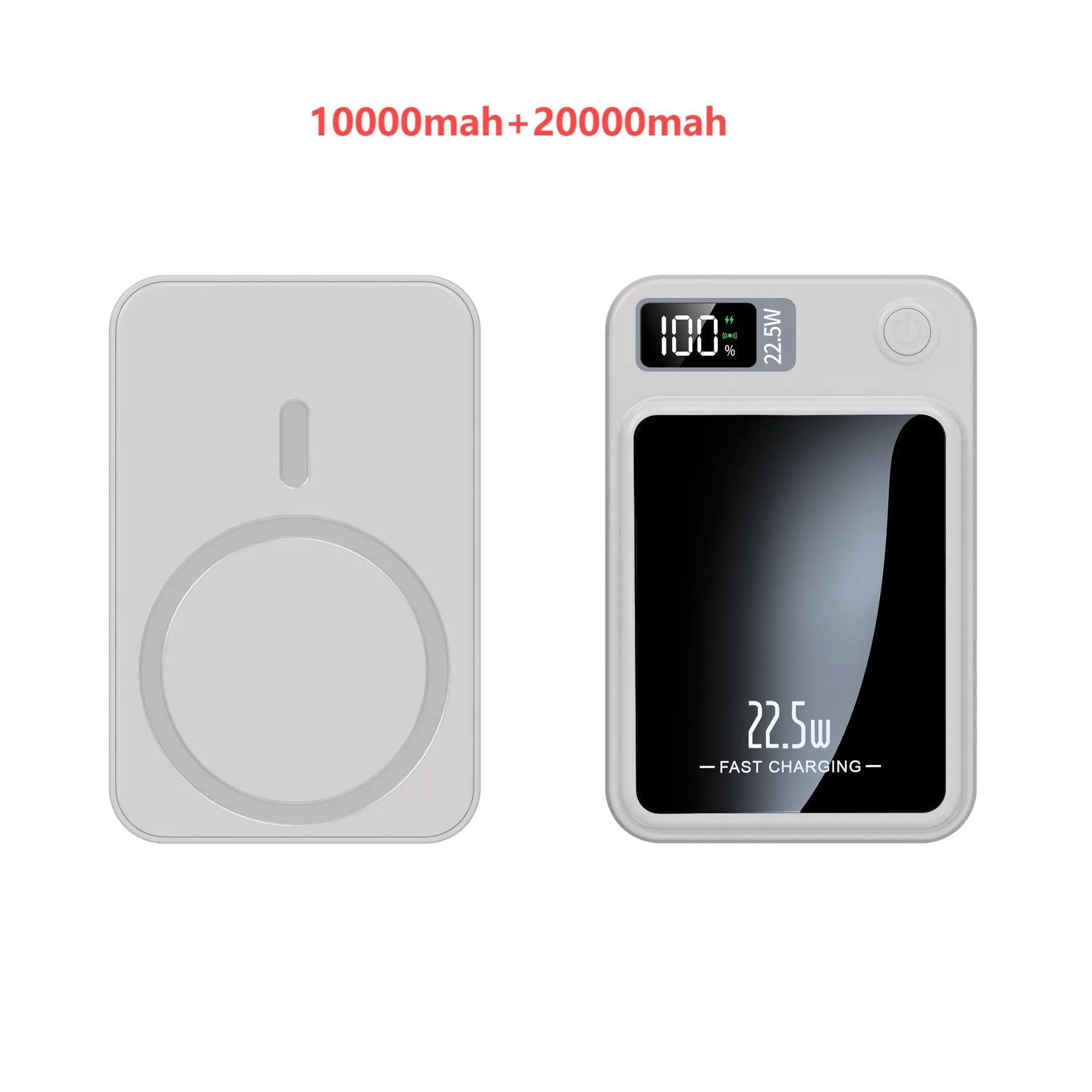 Ultrathin magnetic wireless power bank 5000mAh PD20W in plastic shell, available in multiple colours