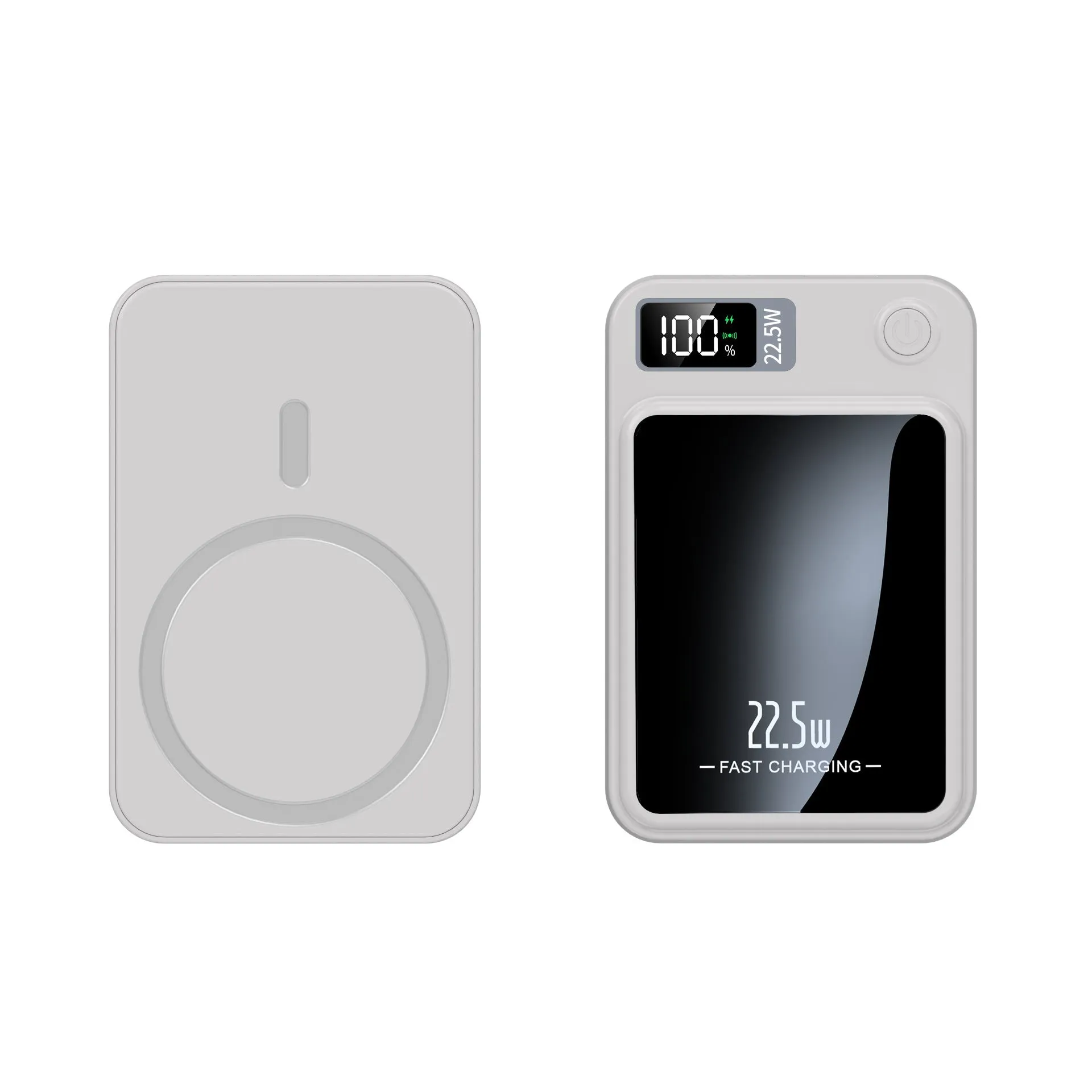 Ultrathin magnetic wireless power bank 5000mAh PD20W in plastic shell, available in multiple colours