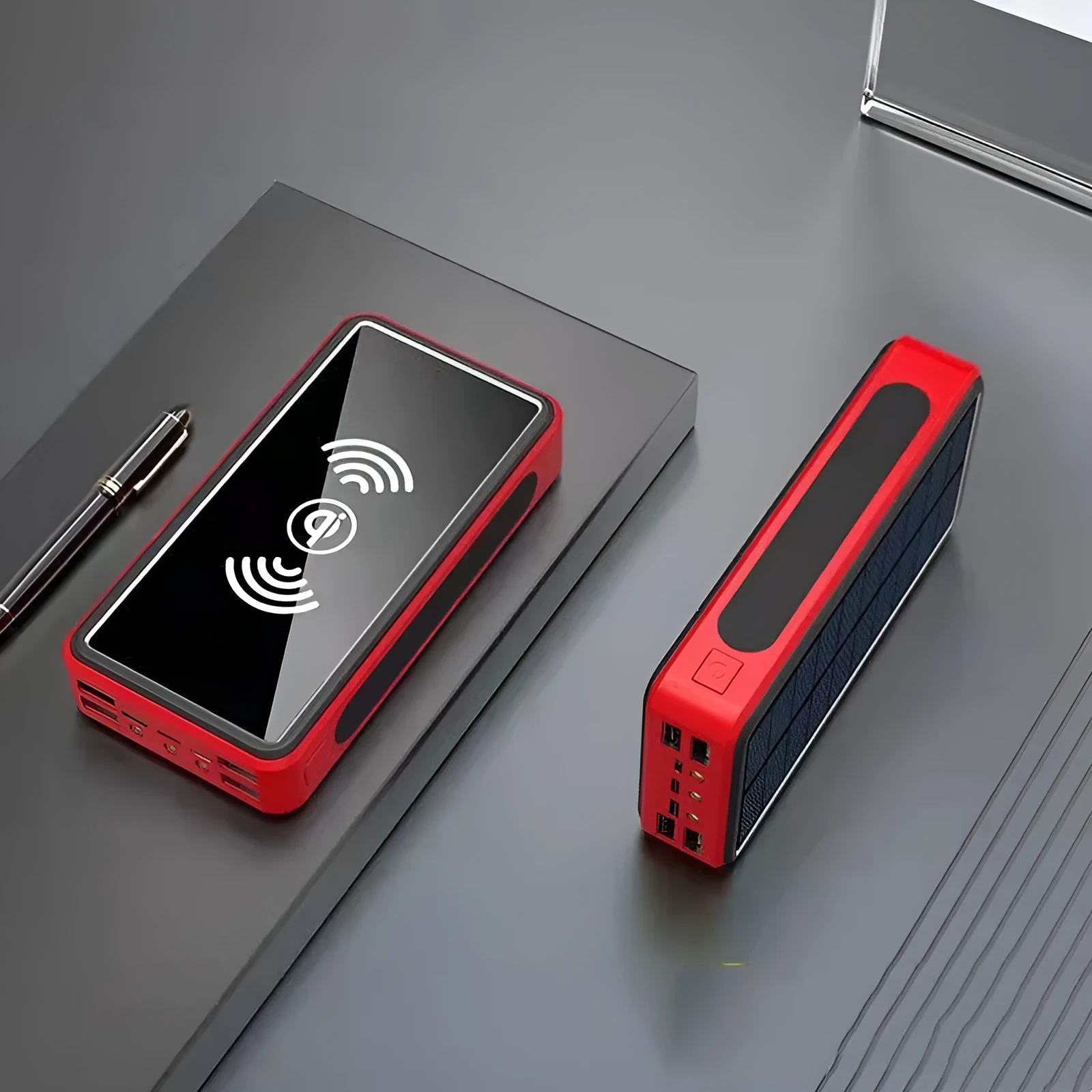 Outdoor camping power supply stall solar energy with digital display and flashlight in multiple colours
