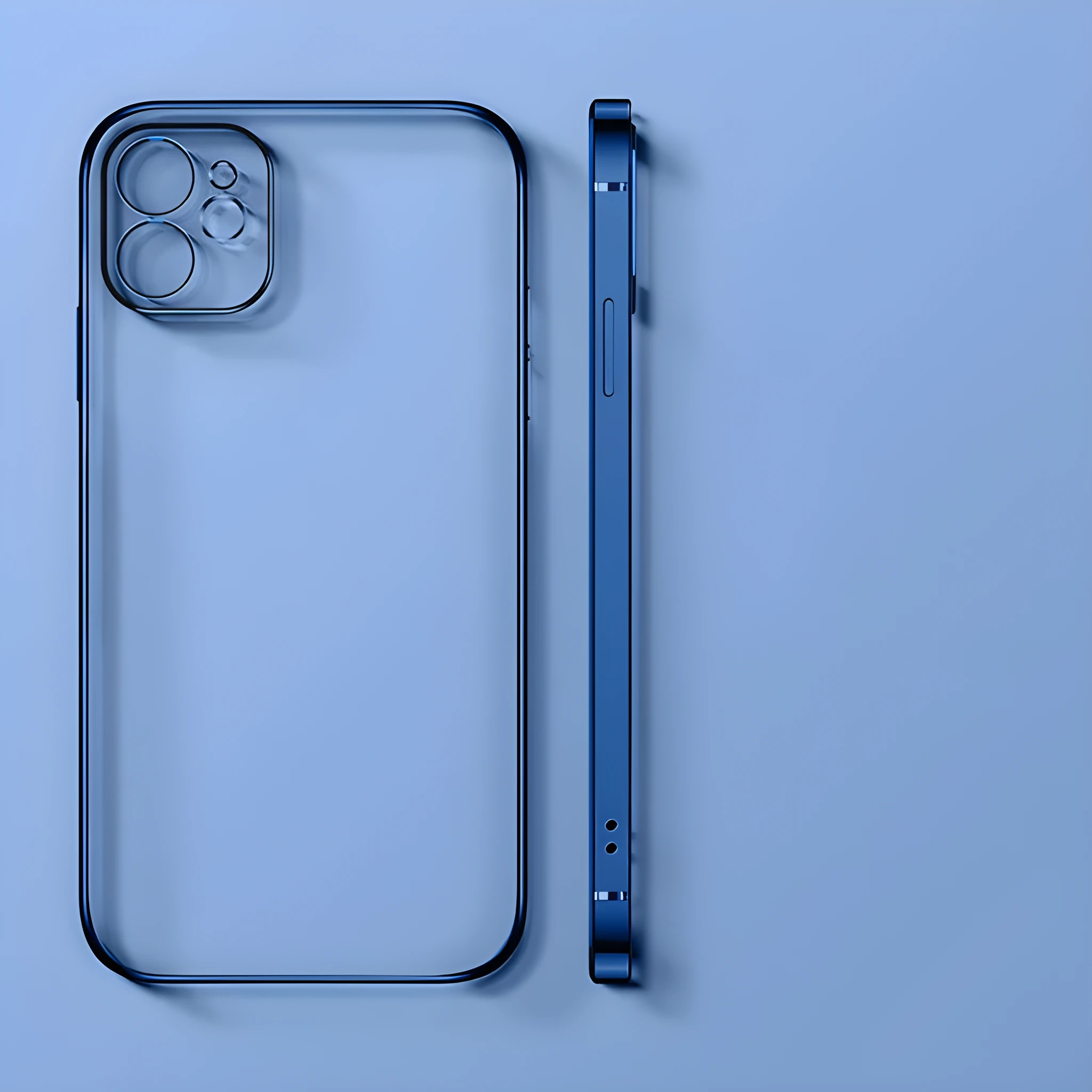 Electroplating straight edge TPU mobile phone case for iPhone 13 and 12 series in solid colour