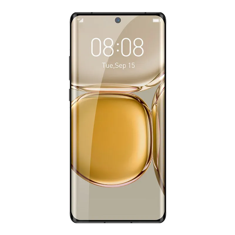 Black full adhesive curved tempered glass screen protector for Huawei P50 Pro with Asahi Glass matte finish and anti-blue light protection